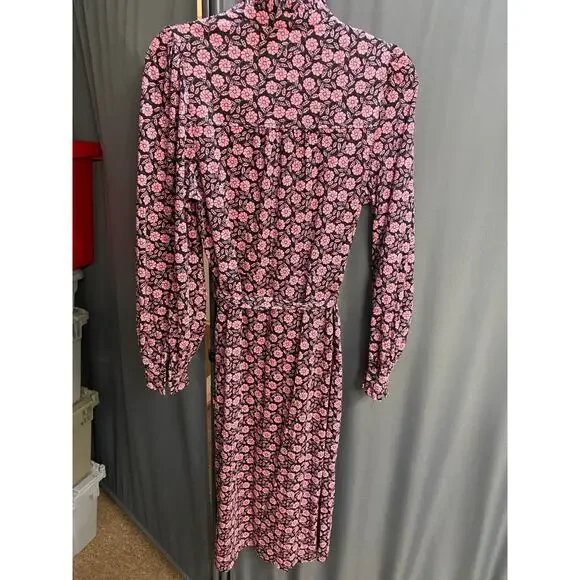 Boden Midi Shirt Dress Women's 8R Column Purple Black Floral Wild Rose B98 - Picture 8 of 8